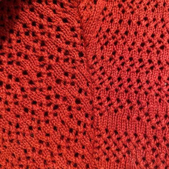 Burnt orange open weave cotton sweater with free matching scarf - Picture 3 of 4